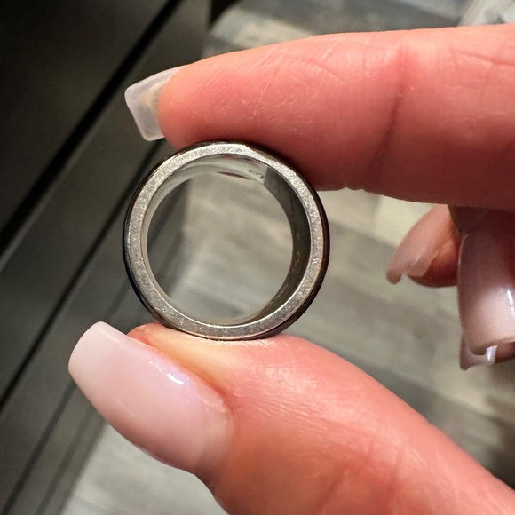 AUTHENTIC Tiffany & Co Black Enamel & Sterling Silver 1837 Ring Size 6 - Picture 5 of 5